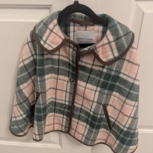 Janie and Jack Plaid Kids Cape in Pink and Green